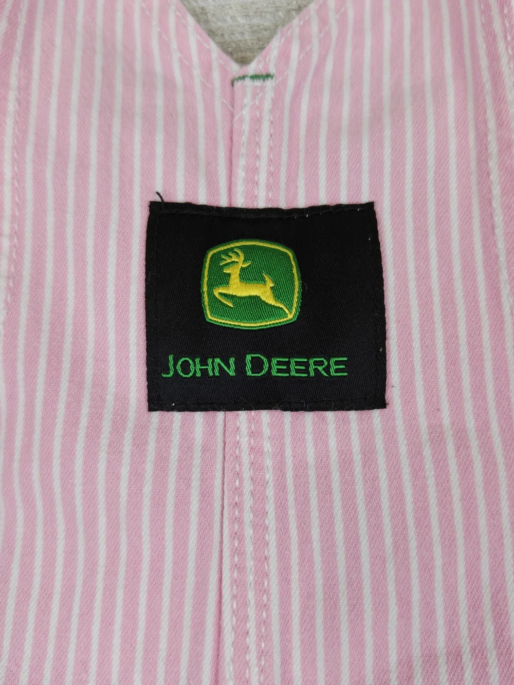 John Deere Overalls Girls 4T Pink Pinstriped Bib Pockets Farmer Cowgirl Rancher